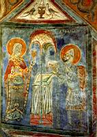 Agnani - Cathedrale - Fresque de la crypte - Le sacrifice d'Abraham et de Melchisedeq (1240-1260)